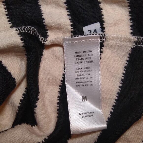 NWOT Claeson M  black & cream stripes hooded zip up sweatshirt - Picture 11 of 12